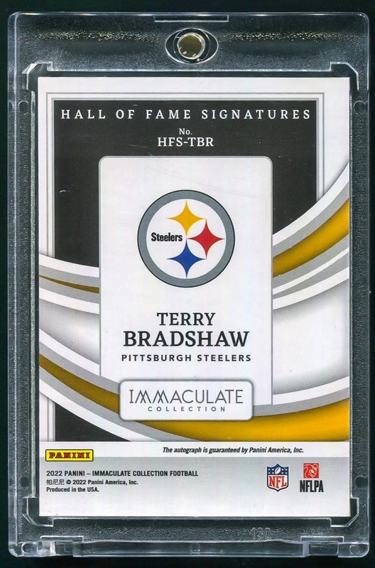 2022 Immaculate Collection Terry Bradshaw Hall Of Fame Auto /49 Steelers view 2
