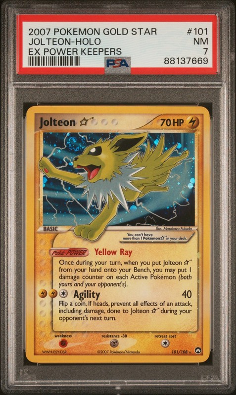 Jolteon Gold Star 101/108 PSA 7 Power Keepers Pokemon Card Game