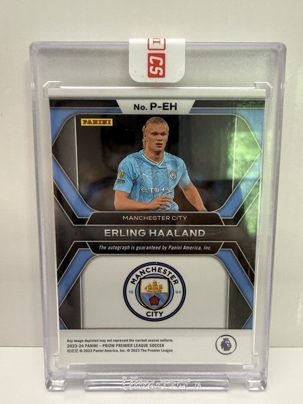 23/24 Panini Prizm Premier League Erling Haaland Penmanship Auto #P-18 Man City view 2