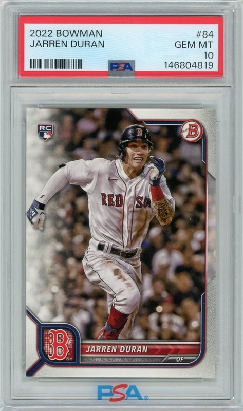 2022 Bowman Jarren Duran #84 RC PSA 10...