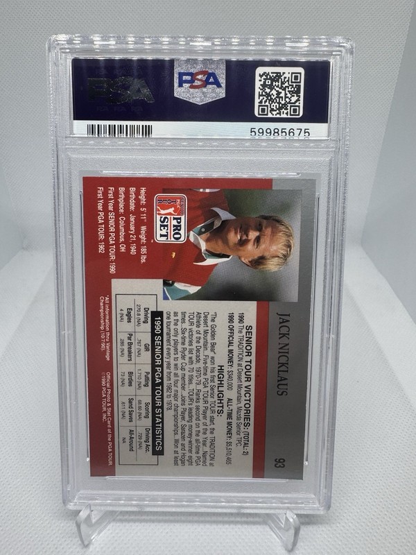 Jack Nicklaus 1990 Pro Set PGA Tour #93 HOF PSA 9 Mint GOAT view 2