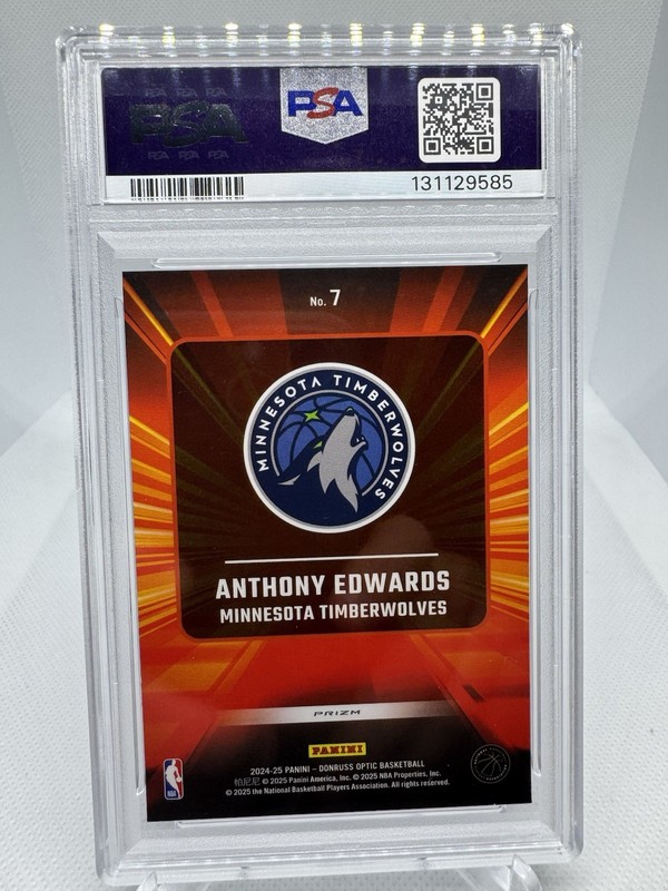 2024-25 DONRUSS OPTIC EXPRESS LANE HOLO PURPLE  #7 ANTHONY EDWARDS PSA 9 MINT view 2
