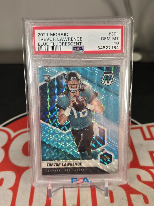 2021 Panini Mosaic - RC Trevor Lawrence #301 Blue Fluorescent /15 PSA 10 Low Pop