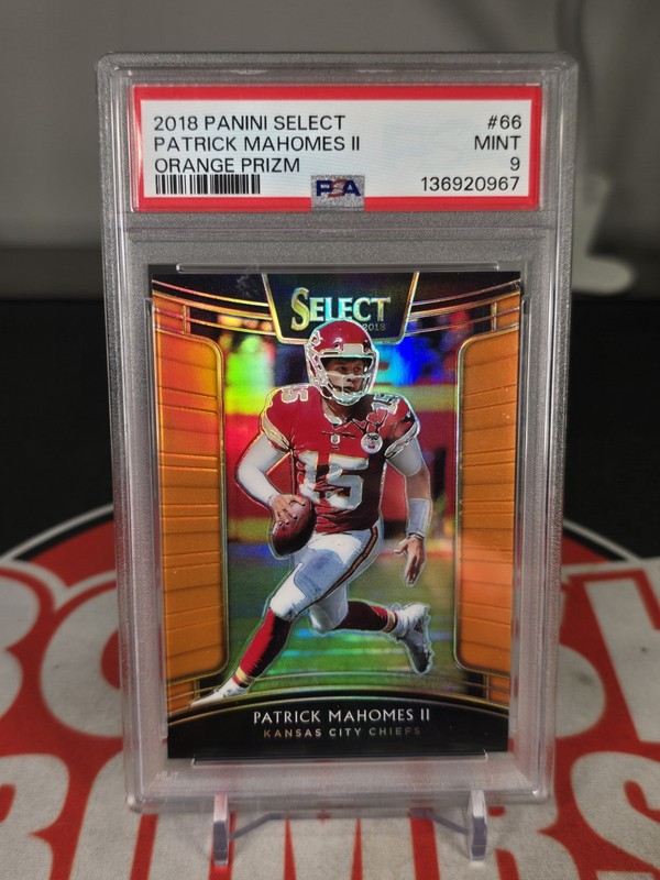 2018 Panini Select - Concourse Patrick Mahomes II #66 Orange Prizm /49 PSA 9