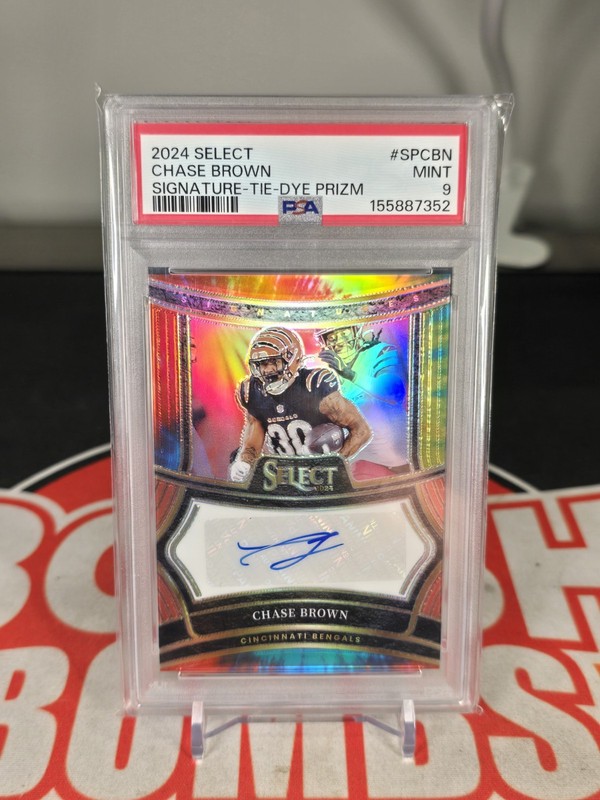 2024 Panini Select - Signatures Chase Brown #SP-CBN Tie-Dye Prizm /25 (AU) PSA 9