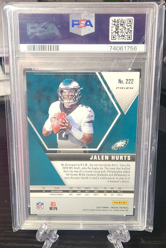 Jalen Hurts - 2020 Panini Mosaic Rookie (RC) #222 Mosaic Prizm graded PSA 10 view 2