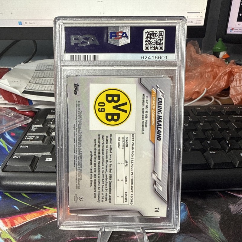 2019 Topps Chrome UCL Erling Haaland Sapphire Edition PSA 9 #74  view 2