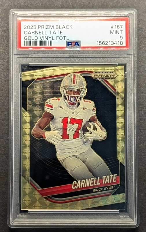 CARNELL TATE Rookie 2025 Prizm Black Gold Vinyl Superfractor SSP /5 PSA 9 Mint