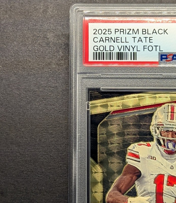 CARNELL TATE Rookie 2025 Prizm Black Gold Vinyl Superfractor SSP /5 PSA 9 Mint view 2