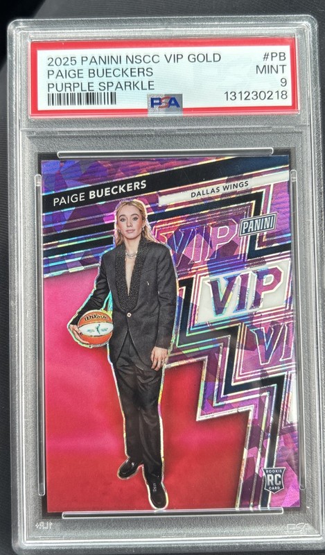2025 Panini NSCC VIP Gold Paige Bueckers RC Purple Sparkle 10/50 PSA 9 Dallas