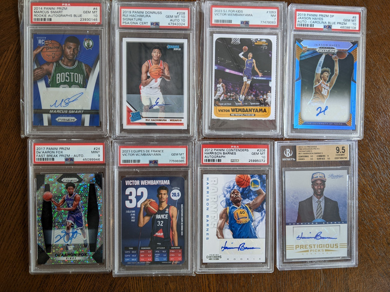 8 Card RC Auto Lot PSA 10 Victor Wembanyama/Fox/Barnes/Jaxson Hayes/Smart/Rui