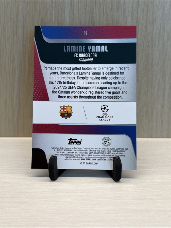 2025-26 Topps Chrome UEFA CC Lamine Yamal Orange X-Fractor /25 Barcelona FC view 2