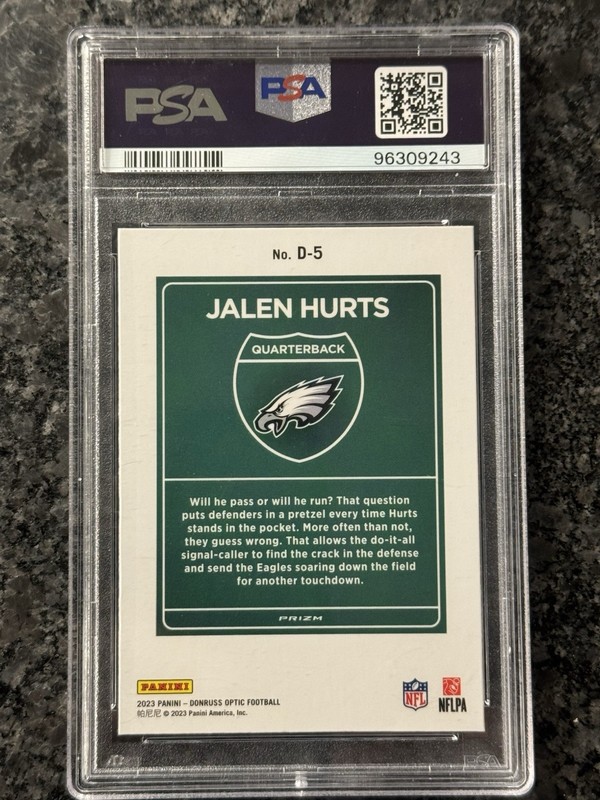 PSA 10 🔥 2023 DONRUSS OPTIC JALEN HURTS DOWNTOWN! PSA 10 view 2