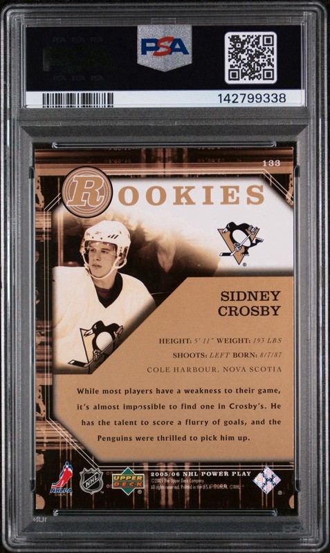 2005 Upper Deck Power Play Sidney Crosby Rookie RC #133 PSA 9 Mint Penguins view 2