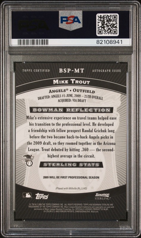 2009 Bowman Sterling Mike Trout Prospects 💥PSA 10 Auto 💥 PSA 9  view 2