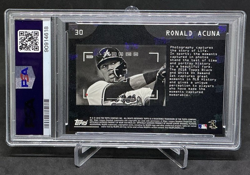2018 Topps Black & White #30 Ronald Acuna Jr. RC PSA 10  On Demand Rookie Card view 2