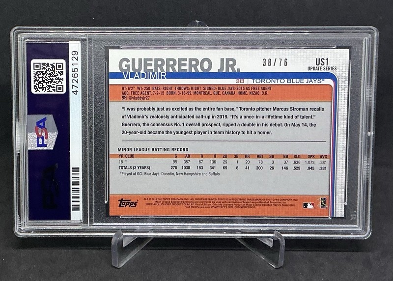 2019 Topps Update #1 Independence Day Vladimir Guerrero Jr. RC # /76 #US1 PSA 9 view 2