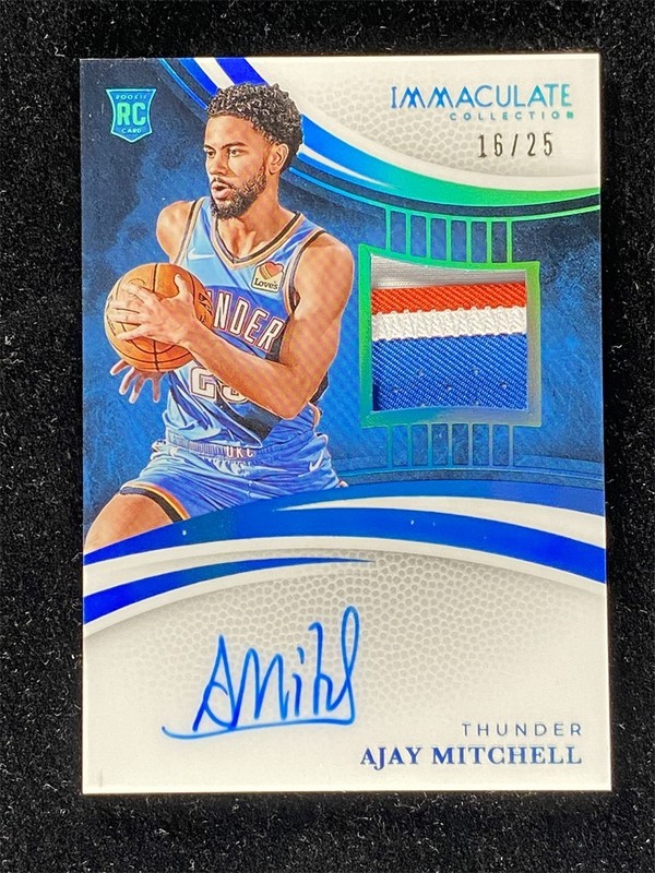 2024-25 Panini Immaculate Ajay Mitchel #116 Jersey Number RC Patch Auto RPA /25
