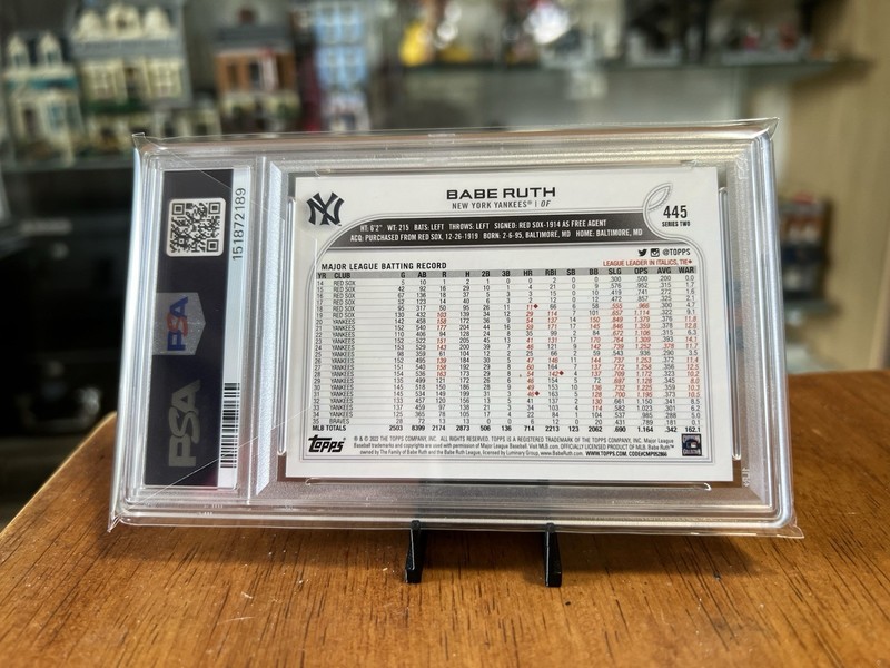 Rare PSA 10 Babe Ruth SSP 2022 Topps Series 2 #445 Great Candy Bar Story *READ* view 2