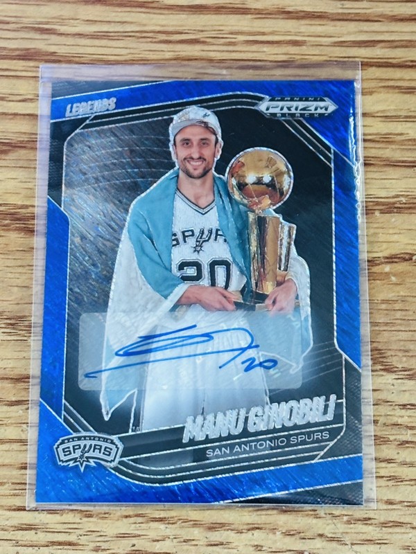 Manu Ginobili 2024-25 Prizm Black #279 Legends Blue Shimmer FOTL AUTO/25 Spurs