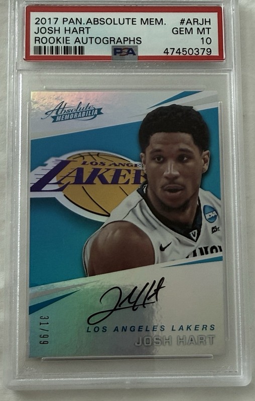 2017-18 Panini Absolute /99 Josh Hart #AR-JH PSA 10 GEM MT Rookie Auto RC