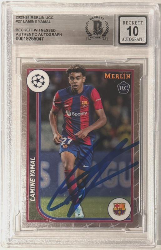 2023-24 Topps Merlin UCC #27 Lamine Yamal RC Beckett Witnessed Authentic AUTO 10