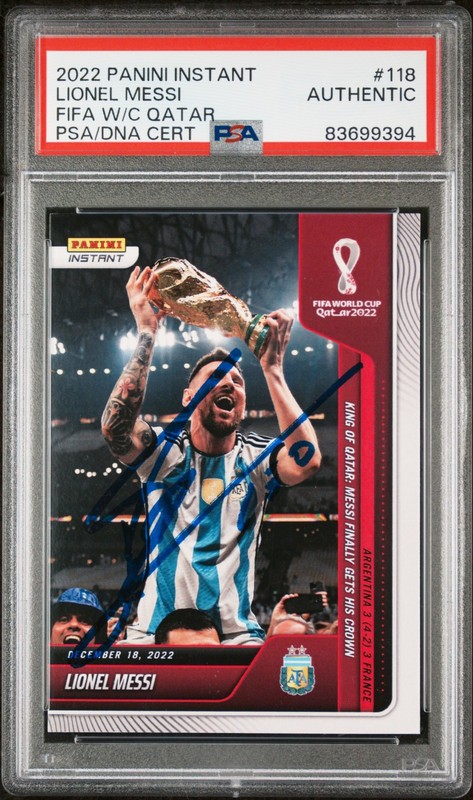 2022 Panini Instant FIFA World Cup Qatar #118 Lionel Messi PSA AUTHENTIC AUTO