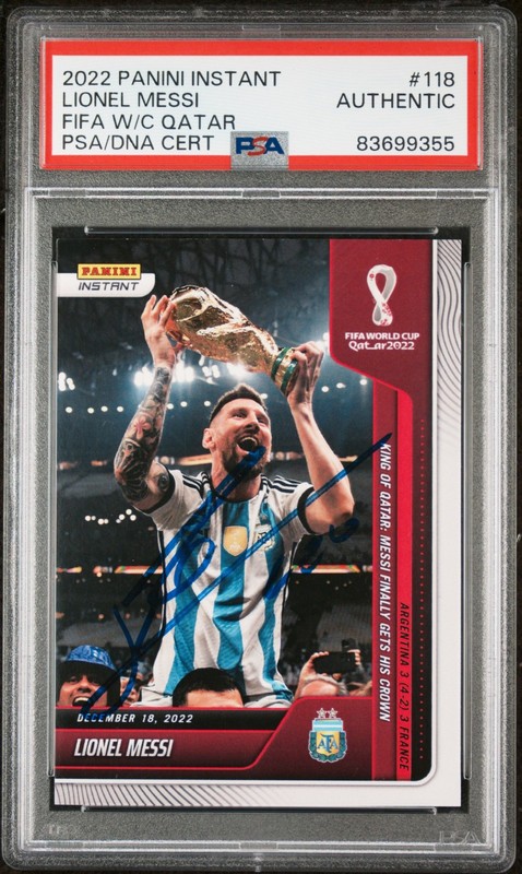 2022 Panini Instant FIFA World Cup Qatar #118 Lionel Messi PSA AUTHENTIC AUTO