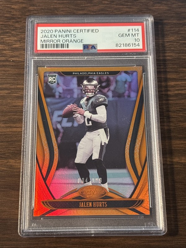 2020 Panini Certified JALEN HURTS RC Rookie Mirror Orange /199 Eagles PSA 10 GEM