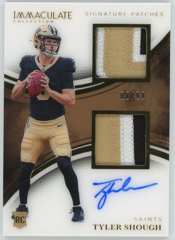 2025 Immaculate Tyler Shough Signature Patches RPA Auto /99 Saints RC