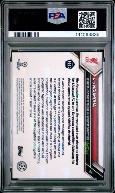 2025 Topps Now UCL Soccer Rio Ngumoha Rookie #14 PSA 10 view 2
