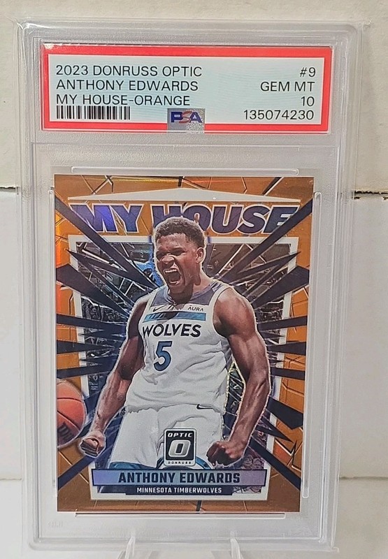 2023-24 Panini Donruss Optic PSA 10 My House Anthony Edwards #9 Orange Prizm /39