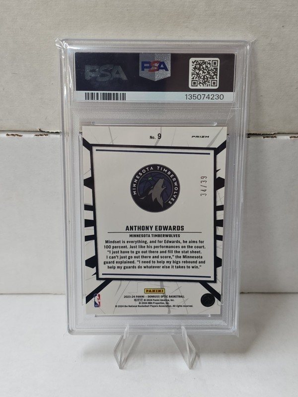 2023-24 Panini Donruss Optic PSA 10 My House Anthony Edwards #9 Orange Prizm /39 view 2