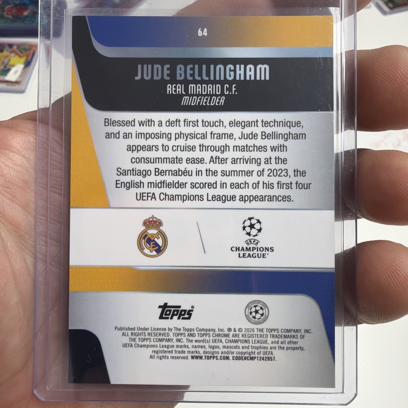 2025-26 Topps Chrome UEFA UCC Jude Bellingham Green Xfractor /199 view 2