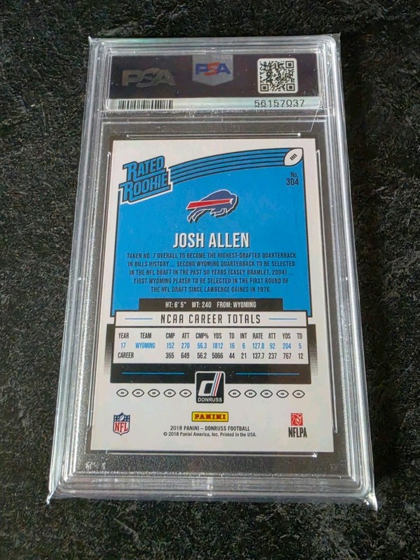 2018 Donruss Optic Rated Rookie Josh Allen #304 Buffalo Bills PSA 9 view 2