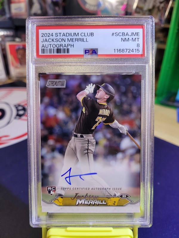 Topps 2024 Stadium Club Jackson Merrill Padres RC Auto SCBA-JME PSA-8