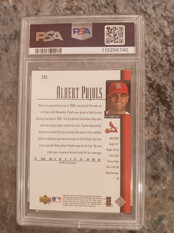 2001 Upper Deck - Star Rookie Albert Pujols #295 (RC) PSA 7 STL Cardinals view 2