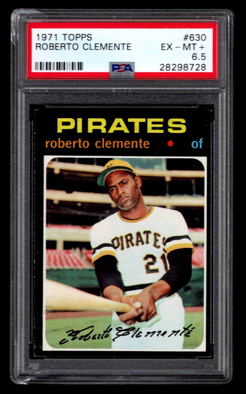 ROBERTO CLEMENTE 1971 TOPPS BASEBALL CARD #630 PSA GRADED 6.5 EX-MT+ HOF