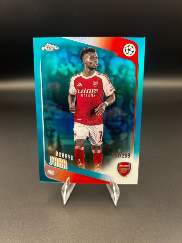 2025-26 Topps Chrome UEFA UCC Bukayo Saka Teal Refractor /299 - Arsenal