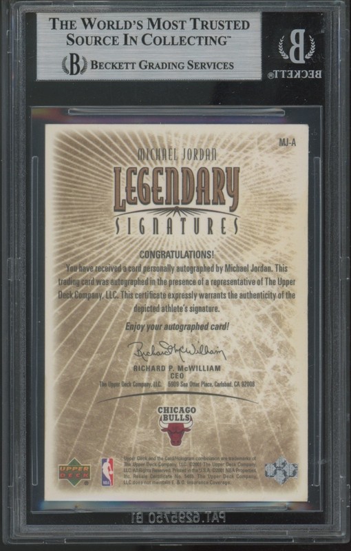 2000-2001 Upper Deck Michael Jordan Legendary Signatures Fiorentino AUTO BGS 8.5 view 2