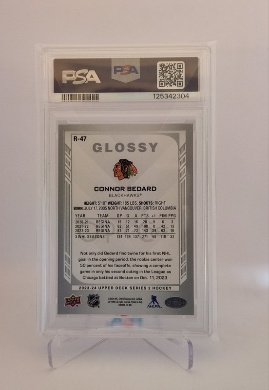 2023 Upper Deck Connor Bedard O-Pee-Chee Glossy PSA 10 view 2