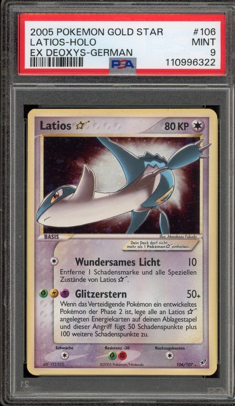 Pokemon Latios Gold Star EX Deoxys GERMAN Holo Ultra Rare #106 PSA 9 Mint