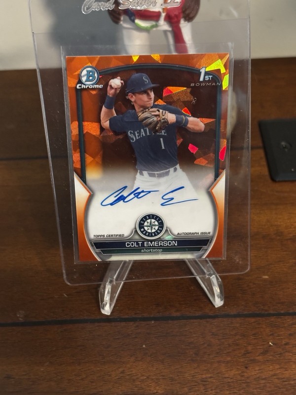 2023 Colt Emerson 1st Bowman Chrome Auto Orange Sapphire /25 Mariner Rookie READ