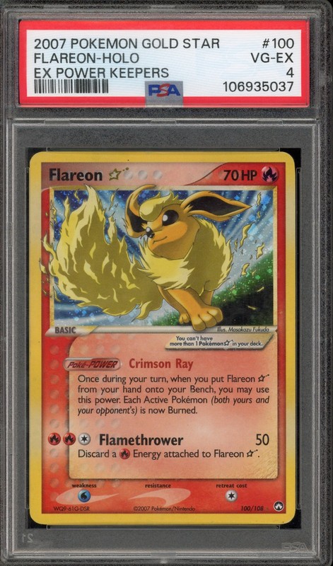 Pokemon Flareon Gold Star EX Power Keepers Holo Ultra Rare #100 PSA 4