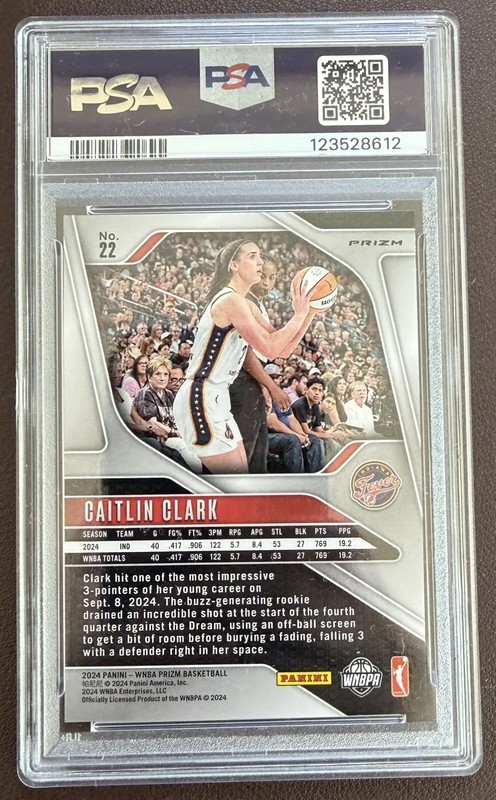 2024 Panini Prizm WNBA Caitlin Clark Cracked Ice Rookie PSA 7 RC Indiana Fever view 2