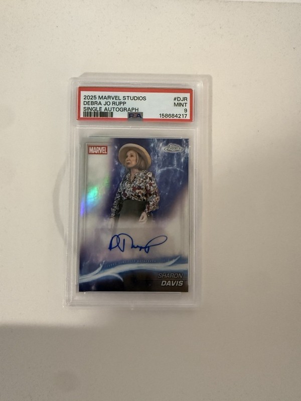 Topps 2025 Marvel Studios Chrome Sharon Davis Debra Jo Rupp Auto PSA 9 AA-DJR
