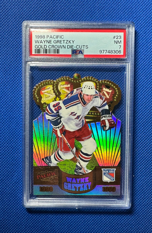 WAYNE GRETZKY DIE-CUTS 3/10 Pacific Gold Crown PSA 7 1998 (very RARE) AWESOME !