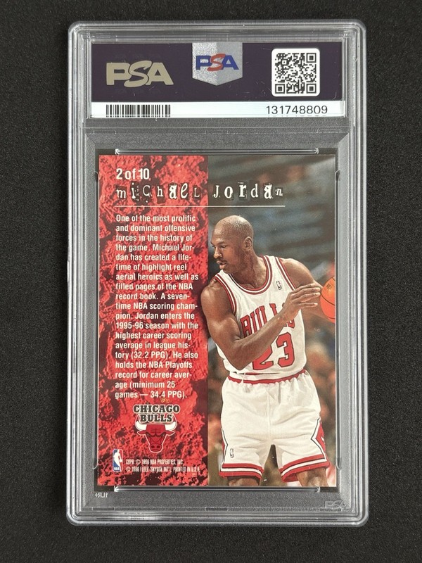 1995-96 Fleer Total O #2 Michael Jordan Hot Packs PSA 8 view 2