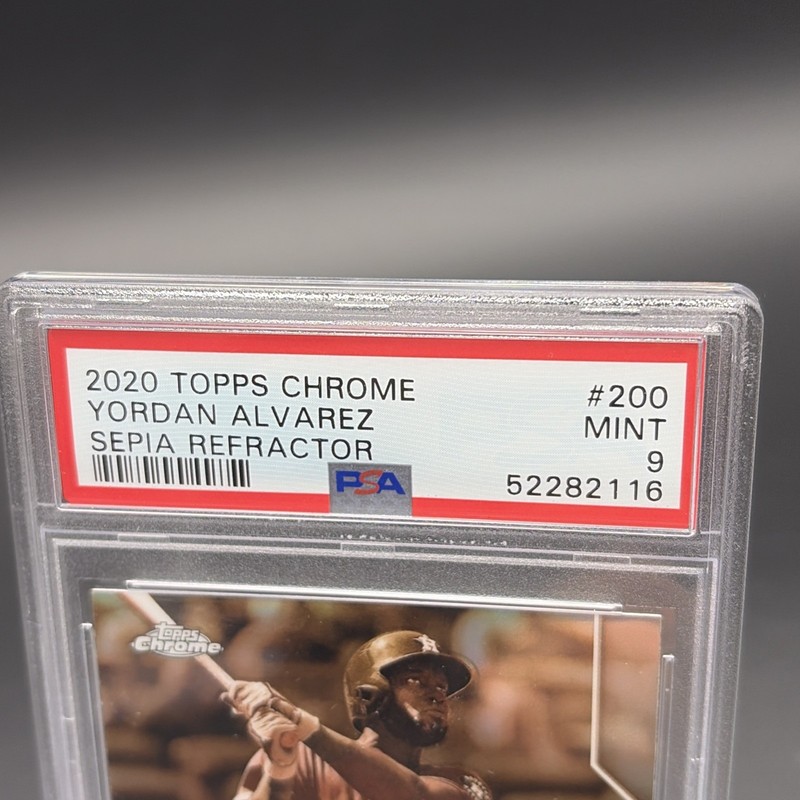 2020 Topps Chrome Yordan Alvarez (RC), #200, Sepia Rookie Card PSA Mint 9 view 2