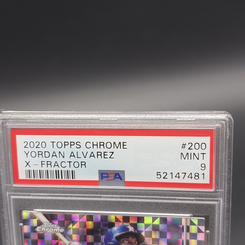 2020 Topps Chrome Yordan Alvarez (RC), #200, X-Fractor Rookie PSA Mint 9 view 2